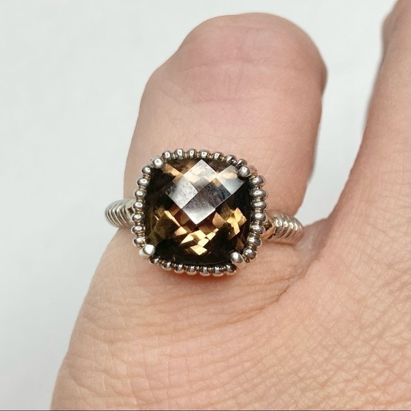 14K EMA Signed Smoky Topaz Quartz & Sterling Ring Size 7 LIKE NEW - Picture 5 of 16